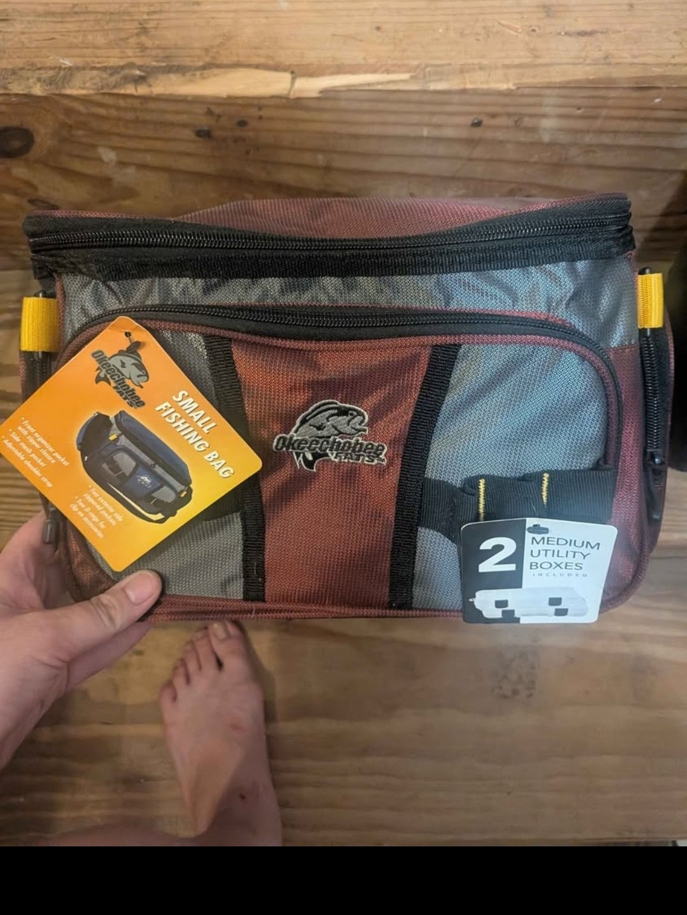 Small Fishing Utility Bag - Red/Gray